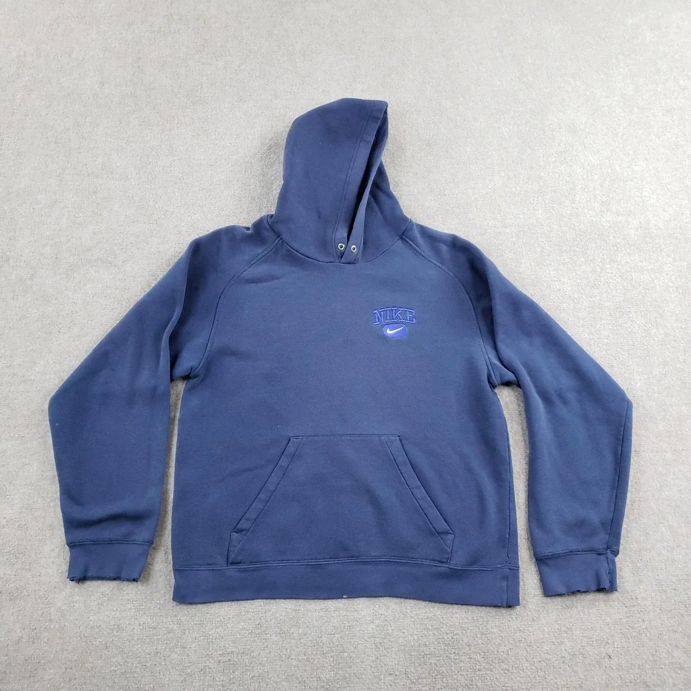 Vintage Nike Hoodie Mens Medium Blue Pullover Hooded Kangaroo Pocket Logo‎